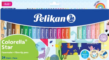 [822329] Pelikan colorella star feutre, étui de 18 pièces + 6 couleurs pastel