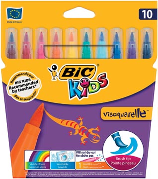 [828964] Bic kids marqueur pinceau visaquarelle, étui cartonné de 10 pièces