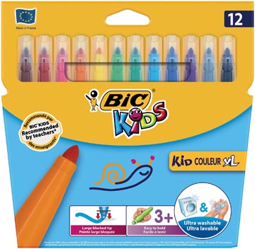 [828966] Bic kids kid couleur xl feutre, étui de 12 pièces