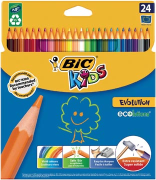 [829733] Bic kids crayon de couleur ecolutions evolution, étui cartonné de 24 crayons