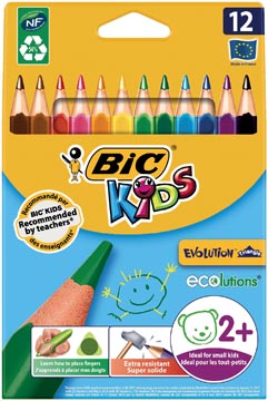 [829735] Bic crayon de couleur ecolutions evolution triangl 12 crayons en étui cartonné