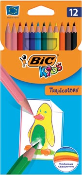 [8325661] Bic kids crayon de couleur tropicolors, 12 crayons en étui cartonné