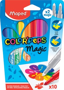 [844612] Maped feutre color'peps magic, étui de 10 pièces en couleurs assorties et 2 révélateurs