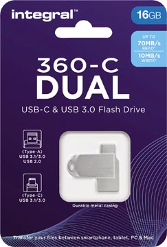 [8447769] Integral 360-c dual clé usb-c & usb 3.0, 16 go