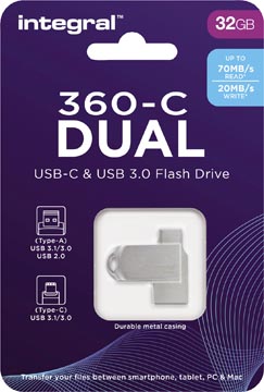 [8447776] Integral 360-c dual clé usb-c & usb 3.0, 32 go