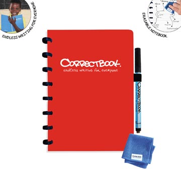 [8461606] Correctbook a5 original: cahier effaçable / réutilisable, ligné, horizon red (rouge)