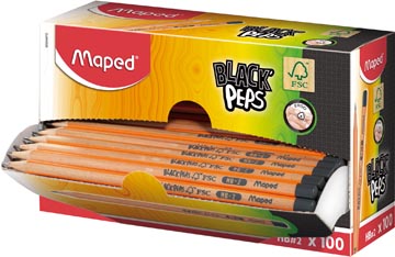 [850040] Maped crayon black'peps hb, sans gomme, boîte de présentoir cartonné de 100 pièces