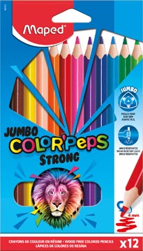 [863312] Maped crayon de couleur color'peps jumbo strong, 12 crayons en étui cartonné