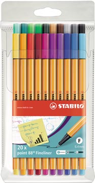 [8820] Stabilo point 88 fineliner, étui de 20 pièces en couleurs assorties