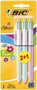 Bic 4 colours fun, stylo bille, 0,32 mm, 4 couleurs d'encre pastel,  blister de 2+1 gratuit