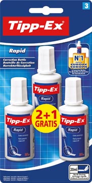 [8871711] Tipp-ex correcteur liquide rapid, blister de 3 pièces (2 + 1 gratuite)