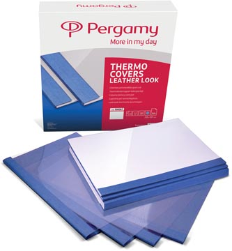 [900067] Pergamy couvertures thermiques ft a4, 1,5 mm, paquet de 100 pièces, bleu, grain cuir