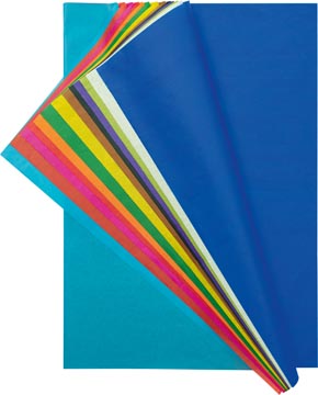 [90009F] Folia papier de soie couleurs assorties: bleu foncé, blanc, vert clair, violette, noir, brun, jaune, v...