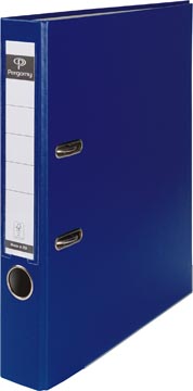 [900863] Pergamy classeur, pour ft a4, en carton recouvert de pp, avec bord de protection, dos de 5 cm, bleu foncé
