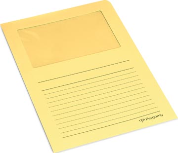[901159] Pergamy pochette coin à fenêtre, paquet de 100 pièces, jaune clair
