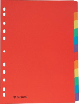 [901229] Pergamy intercalaires, ft a4, en carton, 12 onglets, 11 trous, en couleurs assorties