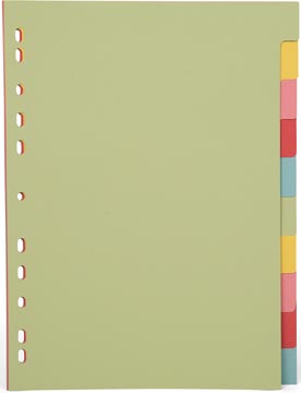 [901243] Pergamy intercalaires, ft a4, perforation 11 trous, carton, couleurs assorties pastel, 10 onglets