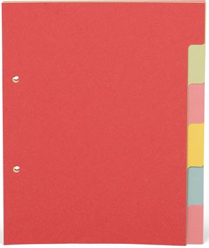 [901249] Pergamy intercalaires ft a5, perforation 2 trous, carton, couleurs assorties pastel, 6 onglets