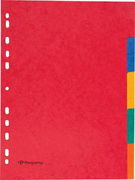 [901261] Pergamy intercalaires ft a4, perforation 11 trous, carton solide, couleurs assorties, 5 onglets