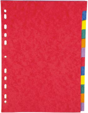 [901265] Pergamy intercalaires, ft a4, perforation 11 trous, carton solide, couleurs assorties, 12 onglets