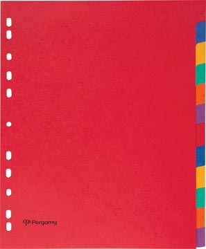 [901267] Pergamy intercalaires ft a4 maxi, perforation 11 trous, carton solide, couleurs assorties, 12 onglets