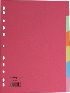 [901268] Pergamy intercalaires ft a4, perforation 11 trous, carton extra solide, couleurs assorties, 6 onglets