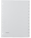 Pergamy intercalaires, ft a4, perforation 23 trous, pp gris, set 1-12