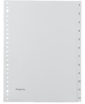 [901588] Pergamy intercalaires, ft a4, perforation 23 trous, pp gris, set 1-12