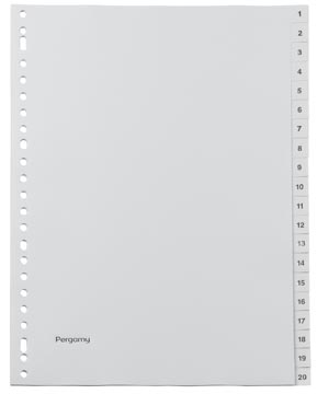 [901595] Pergamy intercalaires, ft a4, perforation 23 trous, pp gris, set 1-20