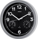 Maul horloge murale drive ø30x5cm rc, avec batterie, verre minéral, cadre argente, plaque arrière noir