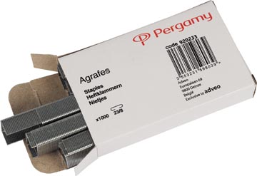 [920233] Pergamy agrafes 23/8, galvanisées, boîte de 1.000 agrafes