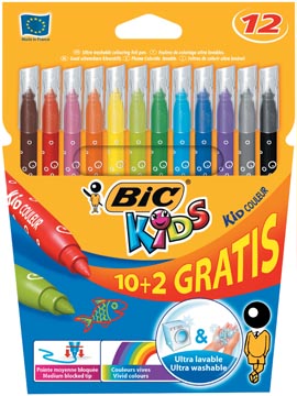 [920294] Bic kids kid couleur feutres, étui 10 + 2 gratuit