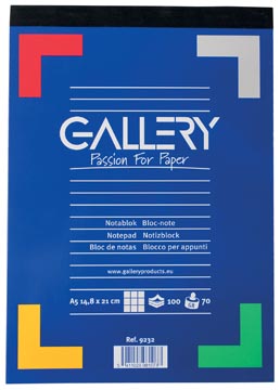 [9232] Gallery bloc de notes, ft a5, quadrillé 5 mm