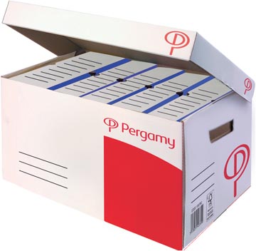 [930782] Pergamy conteneur à archives, 53,9 x 28 x 35,9 cm (l x h x p), blanc, montage automatique