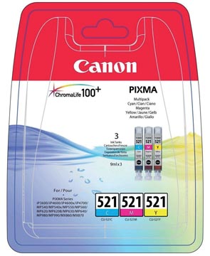 [934B010] Canon cartouche d'encre cli-521, 446 pages, oem 2934b010, 3 couleurs