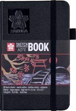 [9414101] Sakura carnet de croquis, 80 pages, 140 g/m², ft 9 x 14 cm, papier noir