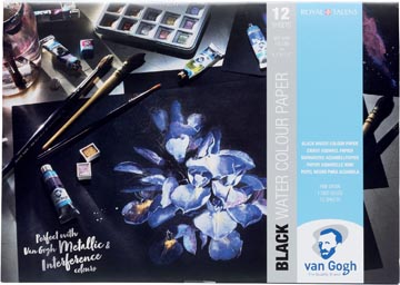 [9417002] Van gogh papier aquarelle, noir, 360 g/m², ft a4, bloc de 12 feuilles