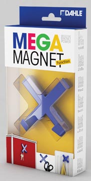 [95550] Dahle mega magnet cross, aimant néodyme, forme de croix, bleu