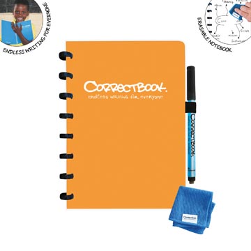 [957B224] Correctbook original, a5, cahier effaçable / réutilisable, blanc, peachy orange (orange)