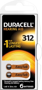 [960775] Duracell pile auditive da312, blister de 6 pièces