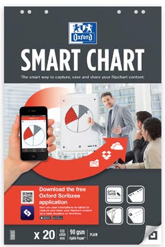 [96277] Oxford smart chart bloc de conférence, ft 65 x 98 cm, paquet de 20 feuilles, blanco