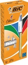 Bic 4 colours shine, stylo bille, 0,32mm, 4 couleurs d'encre classique, corps or