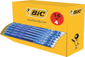 [964797] Bic roller à encre gel gel-ocity, boîte de 20 pièces (16 + 4 gratuites), bleu
