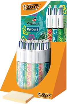 [9672781] Bic 4 colours velours, stylo bille, 0,32 mm, 4 couleurs d'encre classique, présentoir de 30 pièces