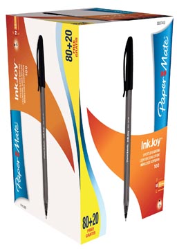 [977410] Paper mate stylo bille inkjoy 100 avec capuchon, noir, boîte 80 + 20 gratuit