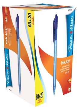 [615113] Paper mate stylo bille inkjoy 100 rt, bleu, boîte 80 + 20 gratuit