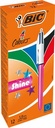 Bic 4 colours shine, stylo bille, 0,32mm, 4 couleurs d'encre classique, corps rose métalisé