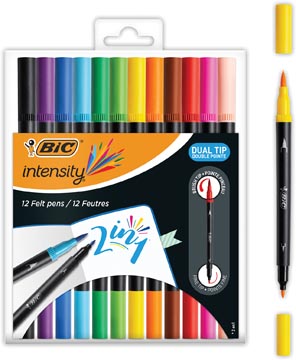 [989695] Bic feutre intensity dual tip, étui cartonné de 12 pièces