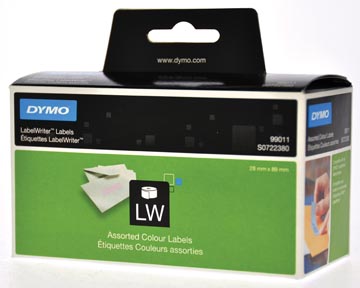 [99011] Dymo étiquettes labelwriter ft 89 x 28 mm, couleurs assorties, 520 étiquettes