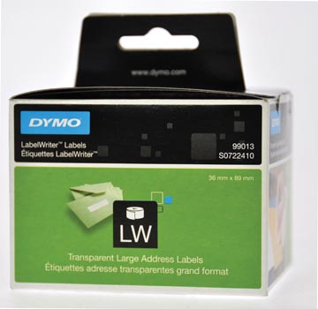 [99013] Dymo étiquettes labelwriter ft 89 x 36 mm, transparent, 260 étiquettes
